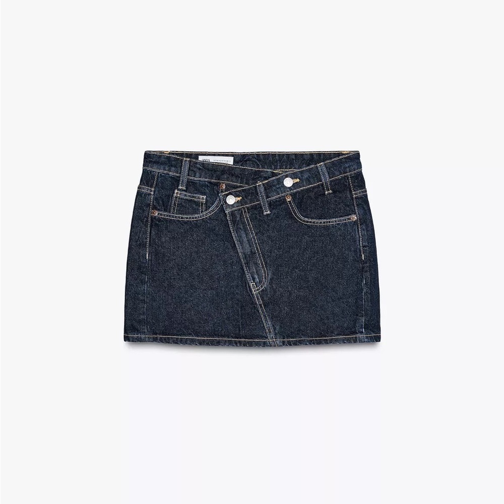 ZARA TRF CROSS-WAIST DENIM SKIRT
